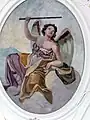 Archange Uriel par Johann Georg Unruhe, fresque au plafond de l'église Saint Michel de Untergriesbach, (1780).