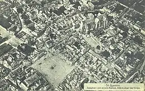 Centre-ville de Saint-Quentin vu depuis un ballon au début de l'occupation allemande.