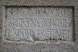 Inscription, mur nord.