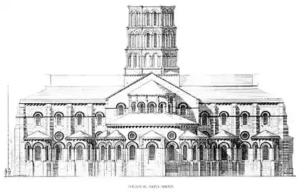Schéma du chevet et des chapelles après la restauration de Viollet Le Duc.