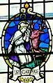 Vitrail représentant Saint Catwg dans l'église Saint Martin de Caerphilly au Pays de Galles.