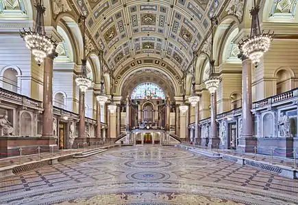 St George's Hall, Liverpool, Angleterre. Au sol, mosaïque de carreaux de 30.000 pièces des ateliers Minton