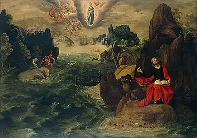 Saint-Jean l'évangélisateur à Patmos, Huile sur toile, 1598.