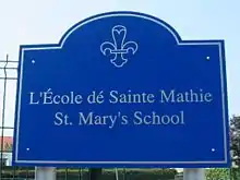 Panneau de l'école bilingue St Mary's School