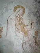 Peinture d'une Vierge à l'Enfant.