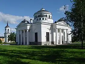 Vue de la collégiale de l'Ascension du quartier Sainte-Sophie de Tsarskoïe Selo