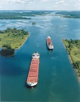 Deux navires se croisent sur le canal Wiley-Dondero.