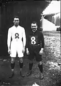 Match Sud contre Probables, les capitaines Boyau & Bernicha de la Section paloise, tombé au champ d'honneur pendant la Première Guerre mondiale.