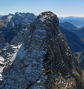 Vue du Stadelhorn ; la Hocheisspitze est au deuxième plan à gauche.