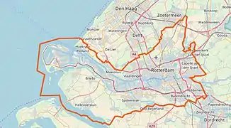 carte administrative de la région urbaine de Rotterdam