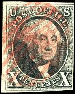 Premier timbre-poste des États-Unis de 1847 (10 cents)