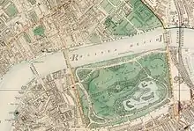 Carte montrant un quartier de Londres.