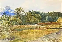 Paysage d'automne à Rybiniszki, Lettonie, aquarelle (1902) de Stanisław Masłowski (Musée national de Varsovie, Pologne).