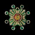 Étoile de l'Ordre bavarois de Saint Hubert, XIXe siècle, émail, or, diamants, émeraudes, Schatzkammer, Residenz, Munich, Bavière, Allemagne.