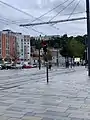 Signal de protection d'itinéraire installé devant la gare de Châteaucreux.