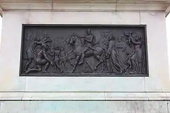 Bas-relief côté nord : Henri IV entre à Paris en 1594.