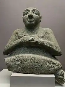 Statue de Kurlil, du temple de Ninhursag à Tell al-'Ubaid, Irak, vers -2500. Salle 56.