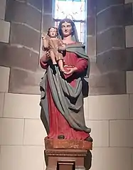Statue Notre-Dame de Brandu, en bois polychrome, datant des années 1512 et restaurée en 1982. Cette statue provient d'une chapelle aujourd'hui disparue du quartier de Brandu