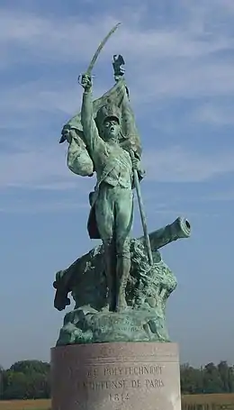 Sculpture en bronze de Corneille Theunissen Le Conscrit de 1814 (1914) : polytechnicien en grand uniforme.