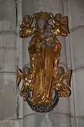 Couronnement de la Vierge, bois polychrome, XVe siècle.