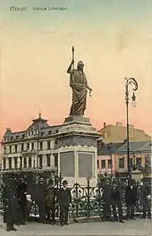 La statue de la liberté de Ploiești en 1908.