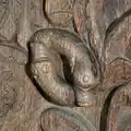 Motif ornemental du portail occidental de l'église en bois debout de Heddal.