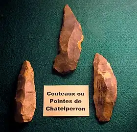 Pointes de Châtelperron trouvée à Chatelperron et exposées au musée de Tamniès