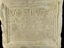 Détail d'une inscription latine dans un cadre