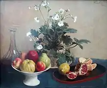 Henri Fantin-Latour - Fleurs, coupe avec fruits et carafe