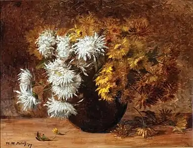 Still Life of Chrysanthemums in Vase , 1889