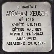 Abraham Keusch, rue de la Régence, 80 à Charleroi.