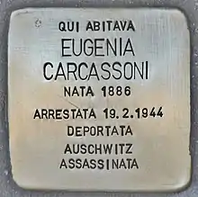 Stolpersteine pour Eugenia Carcassoni à Ancône