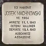 Josek Machnowski, rue de la Régence, 65 à Charleroi.