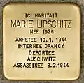Marie Lipschitz (1926-1944), la fille aînée déportée par le convoi suivant, 67.