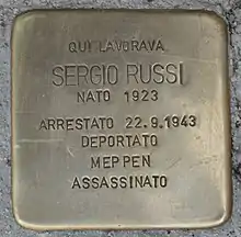 Stolpersteine pour Sergio Russi à Ancône