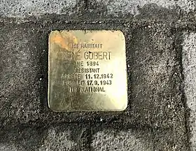 Stolperstein de René Gobert (1894-1943) (Tir national) devant son ancienne résidence