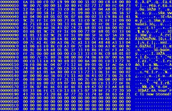 Du code hexadécimal en jaune sur fond bleu