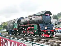 Festival 2005 : Une invitée, la locomotive a vapeur OL49-12 (ex PKP) du Stoomtrein Maldegem-Eeklo basée  à Maldegem.