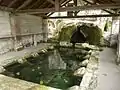 La fontaine dans la falaise.