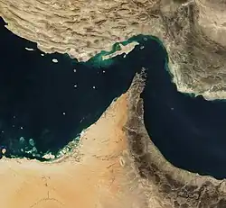 Image satellite du détroit d'Ormuz.