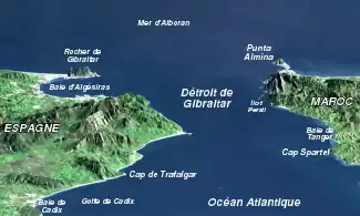 Localisation de l'île Persil dans le détroit de Gibraltar.