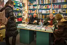 Dominique Rey et Michel Lonsdale en dédicace à la Librairie Oberlin le 10 avril 2013.