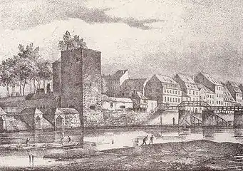 Porte des Pêcheurs et Pont Royal(vers 1840)