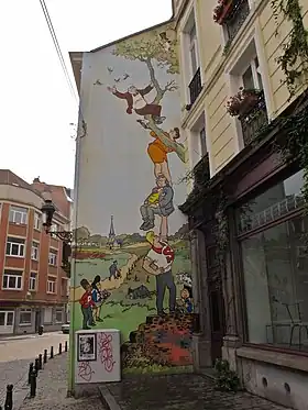 Fresque murale du parcours BD de Bruxelles