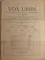 Page de titre d'un journal en latin Vox Urbis (1899, nr. 12)