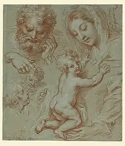 Études de têtes et de Vierge à l'Enfant (vers 1670-1690), Los Angeles, Getty Center.