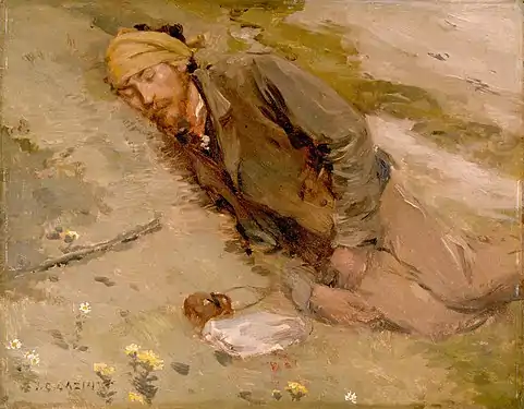 Jean-Charles Cazin, Étude de portrait d'Henri Duhem allongé dans les dunes à Dannes-Camiers, Atlanta, High Museum of Art.