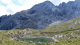 Vue du Hohe Gaif derrière le Stuibensee.