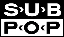 Logo en noir et blanc avec écrit SUBPOP dessus.