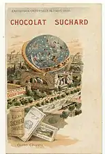 Carte postale de Suchard représentant le Globe céleste.